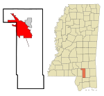 Forrest County Mississippi Incorporated and Unincorporated areas Hattiesburg Highlighted